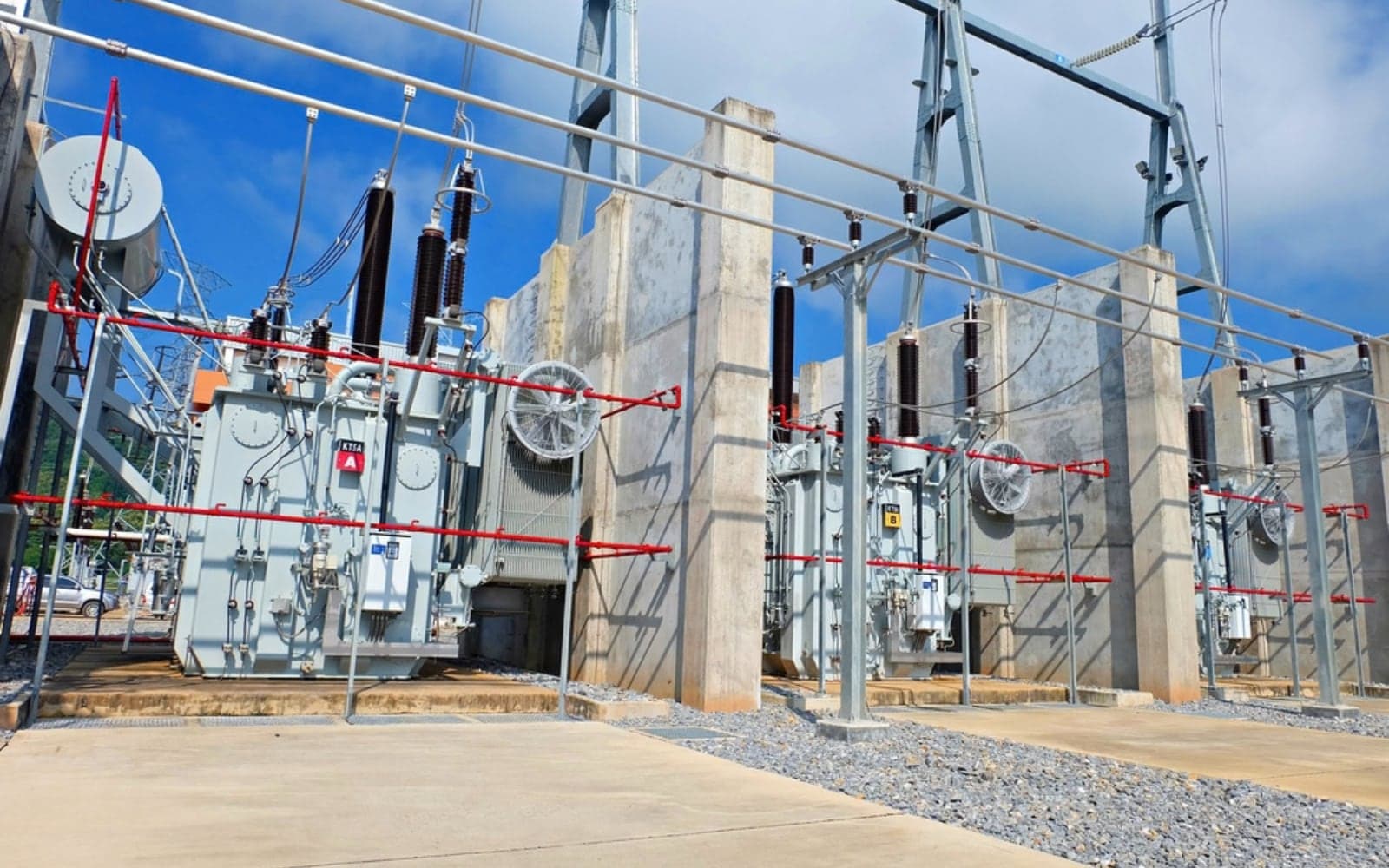Electrical substation with power transformers and switchgear