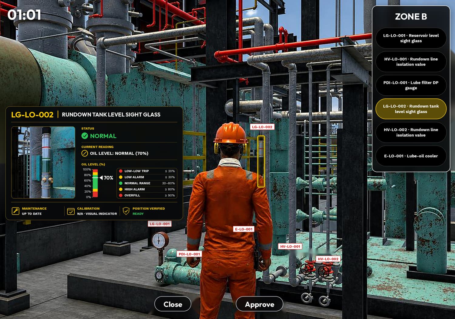 Immersive XR safety drill in a simulated process plant